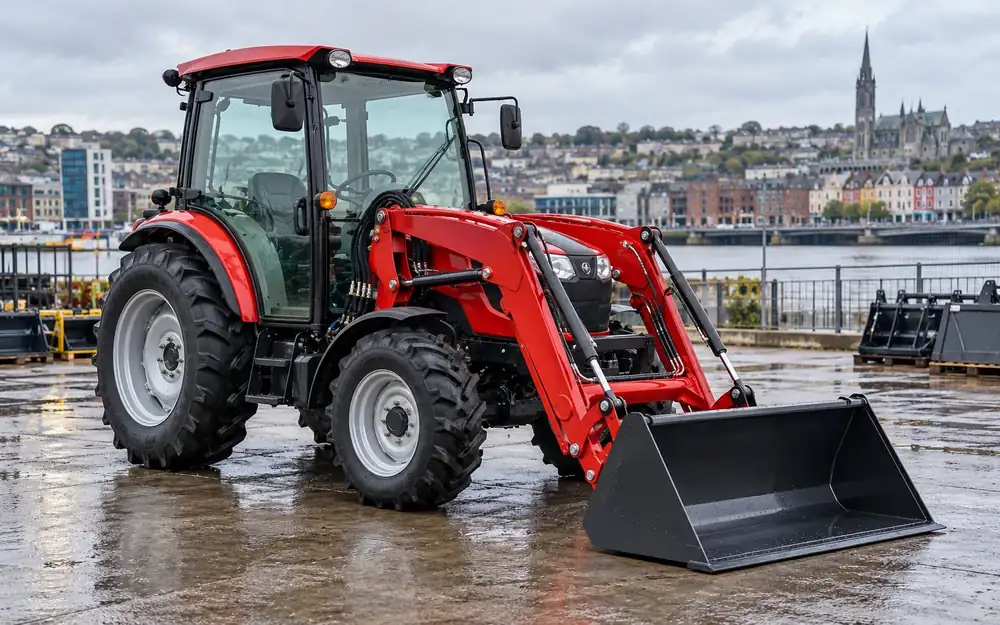 Compact tractor with front loader equipment image