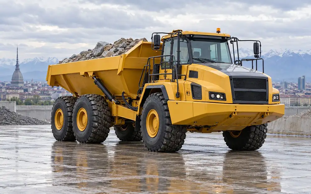 Large articulated quarry dump truck equipment image